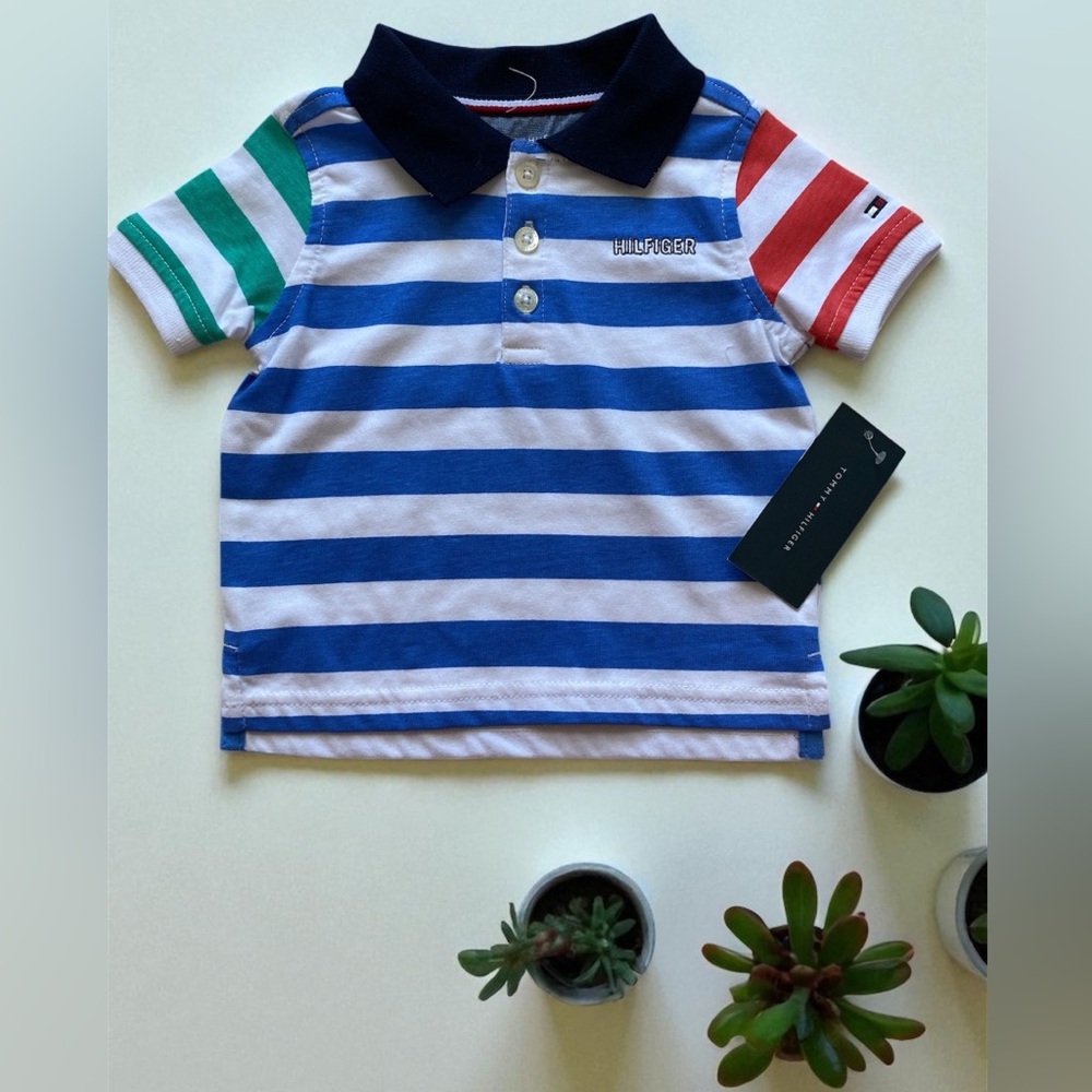 Tommy Hilfiger blue, white, and red striped shirt